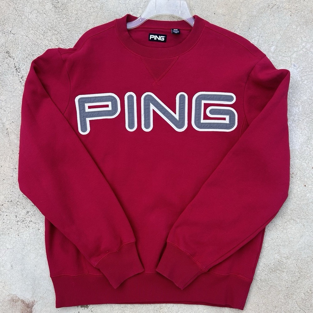 PING Golf Sweatshirt Mens Med Red Crewneck Pullover 90s Karsten Textured